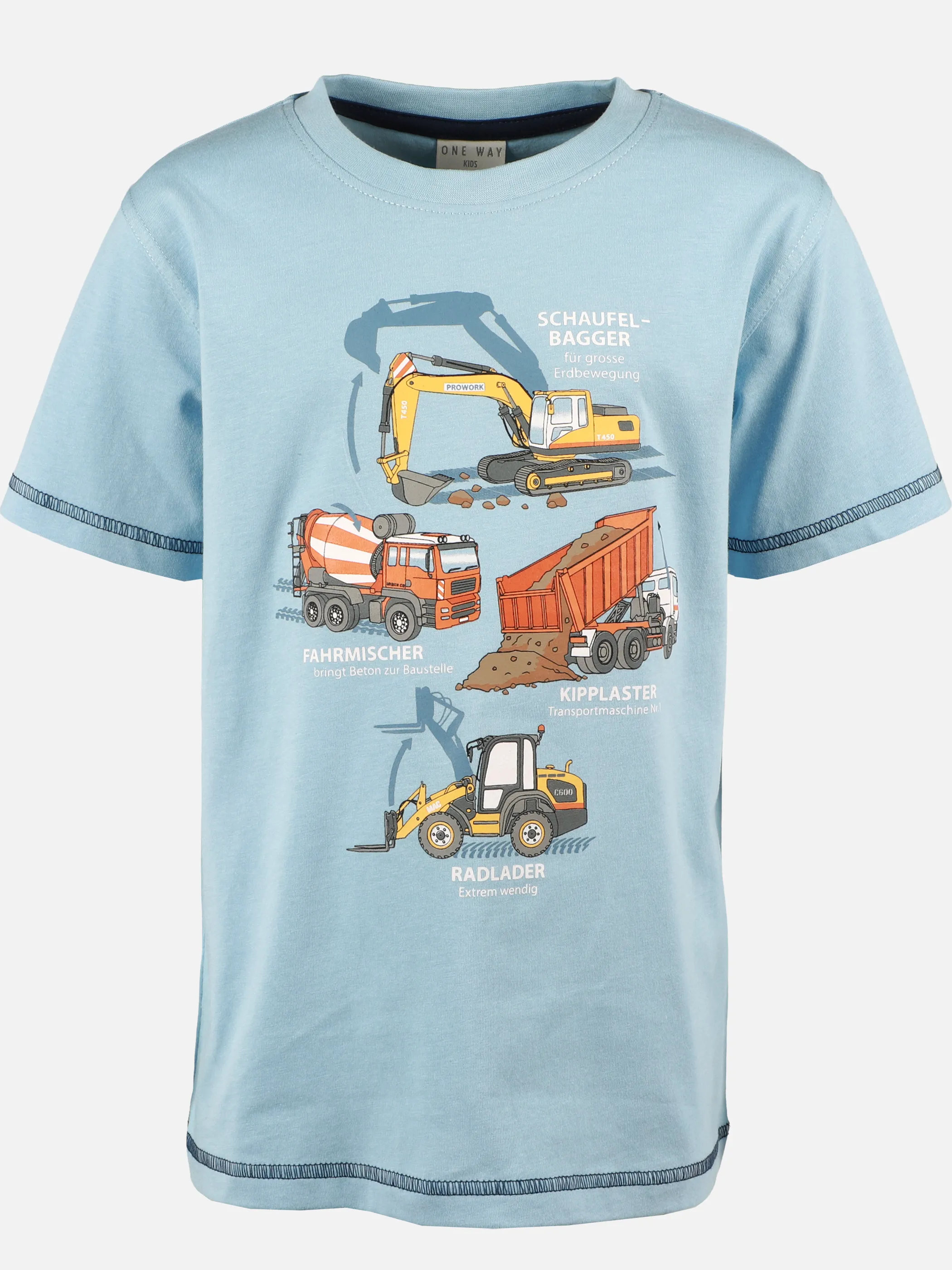 One Way MB T-Shirt mit Baustellen print in hellblau Blau 921978 HELLBLAU 1